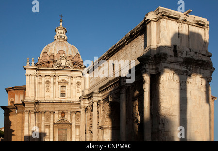 Arch of Septimius Severus and church of St Luke and St Martina, Roman forum Stock Photo