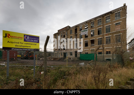 The Gannex Mill at Elland, near Halifax, West Yorkshire, during demolition. Stock Photo