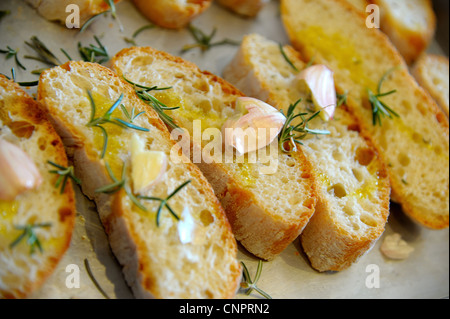 Bruschetta ( typical Italian Toasted Garlic Bread with oil ) Stock Photo