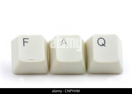letter keys close up, concept of FAQ Stock Photo