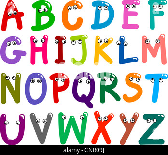 illustration of funny Capital Letters Alphabet for education Stock Photo