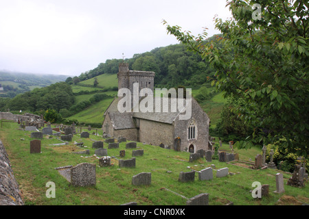 St Winifred's church, Branscombe, Devon. With mist rolling in from the sea. Stock Photo