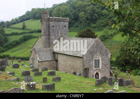 St Winifred's church, Branscombe, Devon. With mist rolling in from the sea. Stock Photo