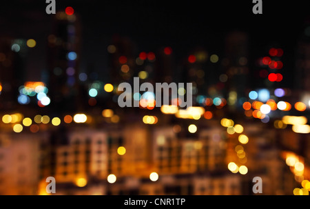 Abstract bokeh of defocused city lights Stock Photo