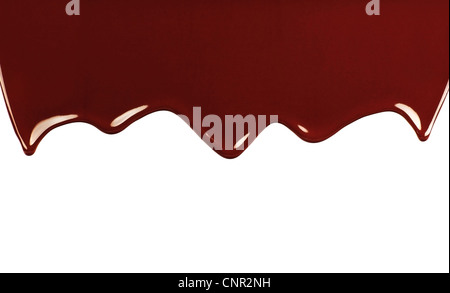 Dark sweet tasty chocolate border, liquid dropping brown background with text space Stock Photo