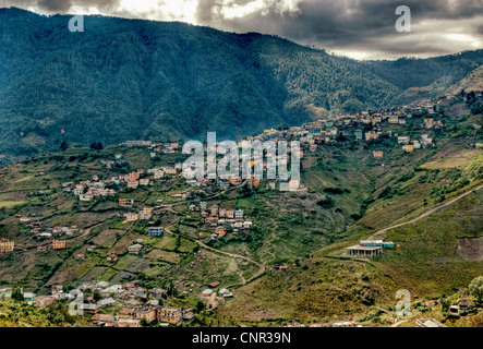 View of San Mateo Ixtatan, Huehuetenango, a Guatemalan highland village. Stock Photo