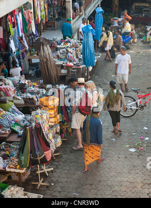 The Ubud, Bali public market is a busy place, especially in the early morning. Food shopping is generally over by 10:00am. Stock Photo