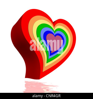 Colorful hearts for each chakra in white background Stock Photo