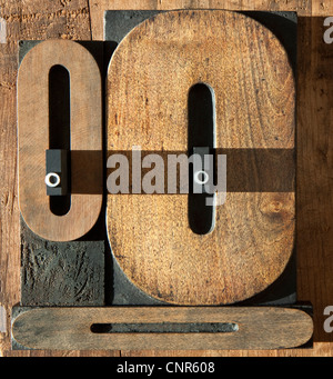 Letterpress Letter O's and Number 0's Stock Photo