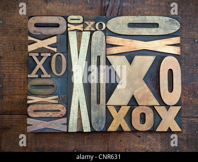 Letterpress X's and O's Stock Photo