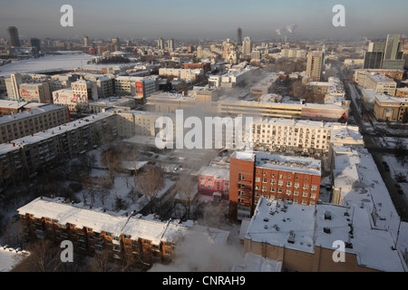 Panoramic view of the historical centre of Yekaterinburg, Russia, from the viewing point at the Antei Skyscraper. Stock Photo