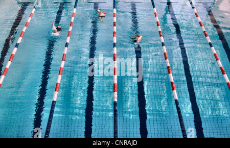 Swimmers in lanes of swimming pool Stock Photo