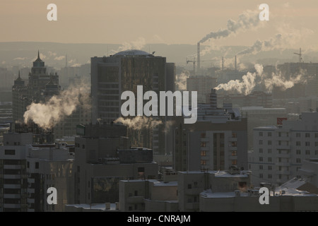 Panoramic view of the historical centre of Yekaterinburg, Russia, from the viewing point at the Antei Skyscraper. Stock Photo