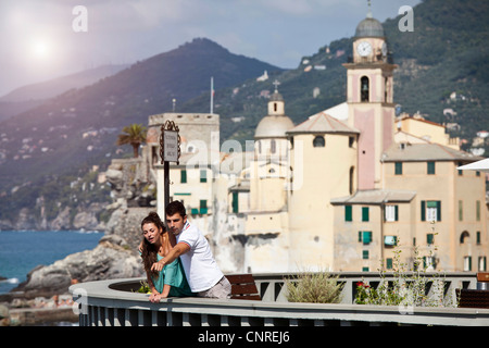 Couple on vacation admiring scenery Stock Photo