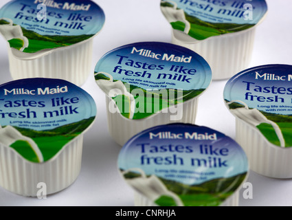 Takeaway Long Life Milk Pots Stock Photo