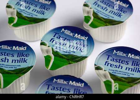 Takeaway Long Life Milk Pots Stock Photo