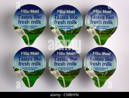 Takeaway Long Life Milk Pots Stock Photo