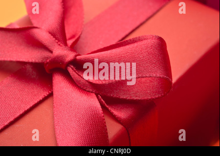 Festively wrapped gift, close-up Stock Photo