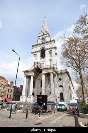 Front of Christ  Church, Spitalfields, Commercial Street, London, England, UK. Stock Photo