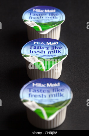 Takeaway Long Life Milk Pots Stock Photo