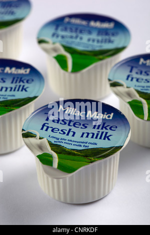 Takeaway Long Life Milk Pots Stock Photo