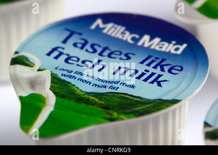 Takeaway Long Life Milk Pots Stock Photo