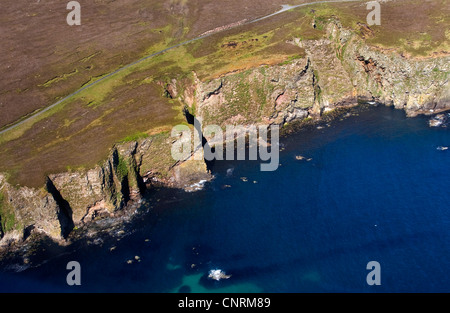 cliff line of Fair Isle, aerial view, United Kingdom, Scotland, Shetland Islands, Fair Isle