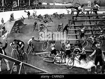 sports, cycle race with barriers, drawing by E. Hosang, Berlin, Germany, 1908, Additional-Rights-Clearences-Not Available Stock Photo