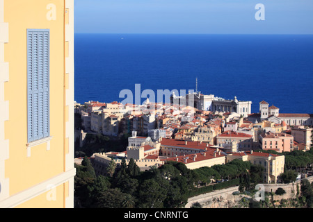 Overhead view of the Principality of Monaco and the Palace up to Le Rocher Stock Photo