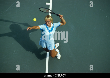 Martina Navratilova at the 1985 US Open. Stock Photo