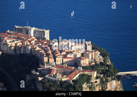 Overhead view of the Principality of Monaco and the Palace up to Le Rocher Stock Photo