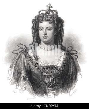Anne Stuart, Queen of England, Scotland and Ireland, 17th – 18th Century, Historic steel engraving from the 19th century