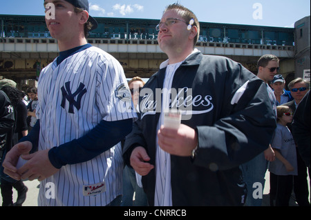 Thousands of fans arrive for the home opener at Yankee Stadium in the New York borough of The Bronx Stock Photo