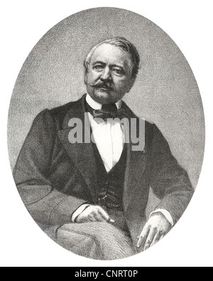 Ferdinand Marie Vicomte de Lesseps, 1805 - 1894, a French diplomat and initiator of the Suez Canal, Historic steel engraving Stock Photo