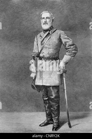 Digitally restored vector portrait of General Robert E. Lee. Stock Photo