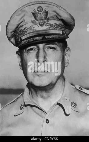 Digitally restored vector portrait of General Douglas MacArthur. Stock Photo