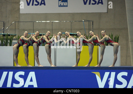 The French team at the FINA Olympic Games Synchronised Swimming Qualification. Stock Photo