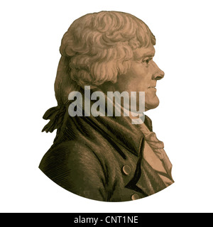 Digitally restored vector portrait of Thomas Jefferson. Stock Photo