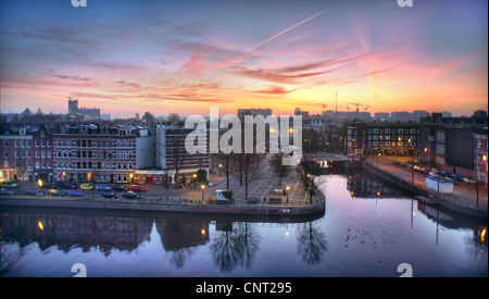 A view over Amsterdam, Netherlands at dawn Stock Photo