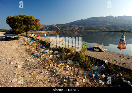 trash on the Kaiafa lake in Greece, Greece, Peloponnes, Kaiafa-See, Zacharo Stock Photo