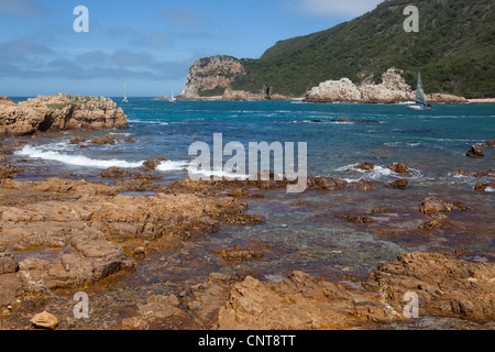 View of the Knysna Heads from shore in Knysna, Western Cape, South Africa Stock Photo