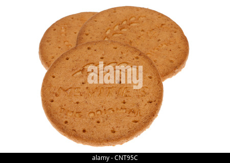 Three digestive biscuits Stock Photo