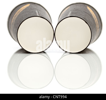 Underside of two paper mugs Stock Photo