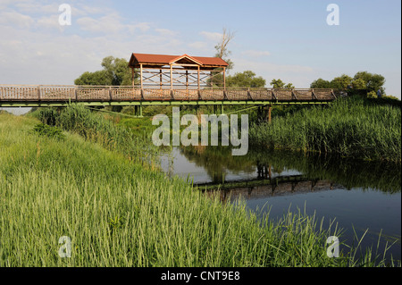 bridge of Andau over Einser canal at the border between Austria and Hungary, Austria, Burgenland Stock Photo