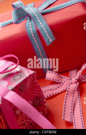 Festively wrapped gifts Stock Photo