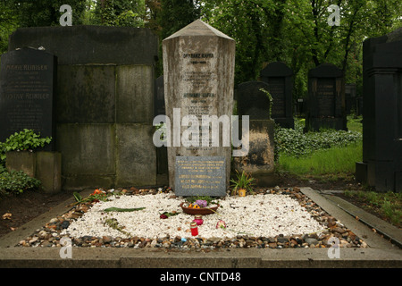Grave of Franz Kafka at the New Jewish Cemetery in Prague, Czech Republic. Stock Photo