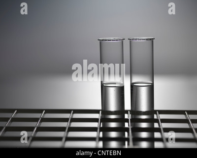 Close up of test tubes in rack Stock Photo