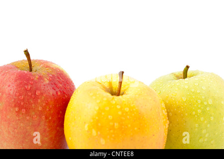 three apples (red,yellow,green) on white Stock Photo