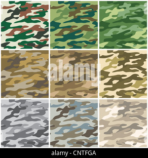 Illustration of digital camouflage seamless patterns. Stock Photo