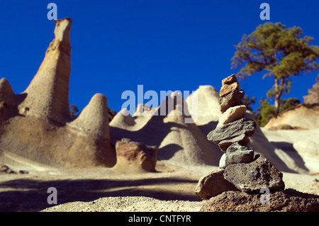 hiking sign in Teide National Park, Canary Islands, Tenerife, Teide National Park Stock Photo